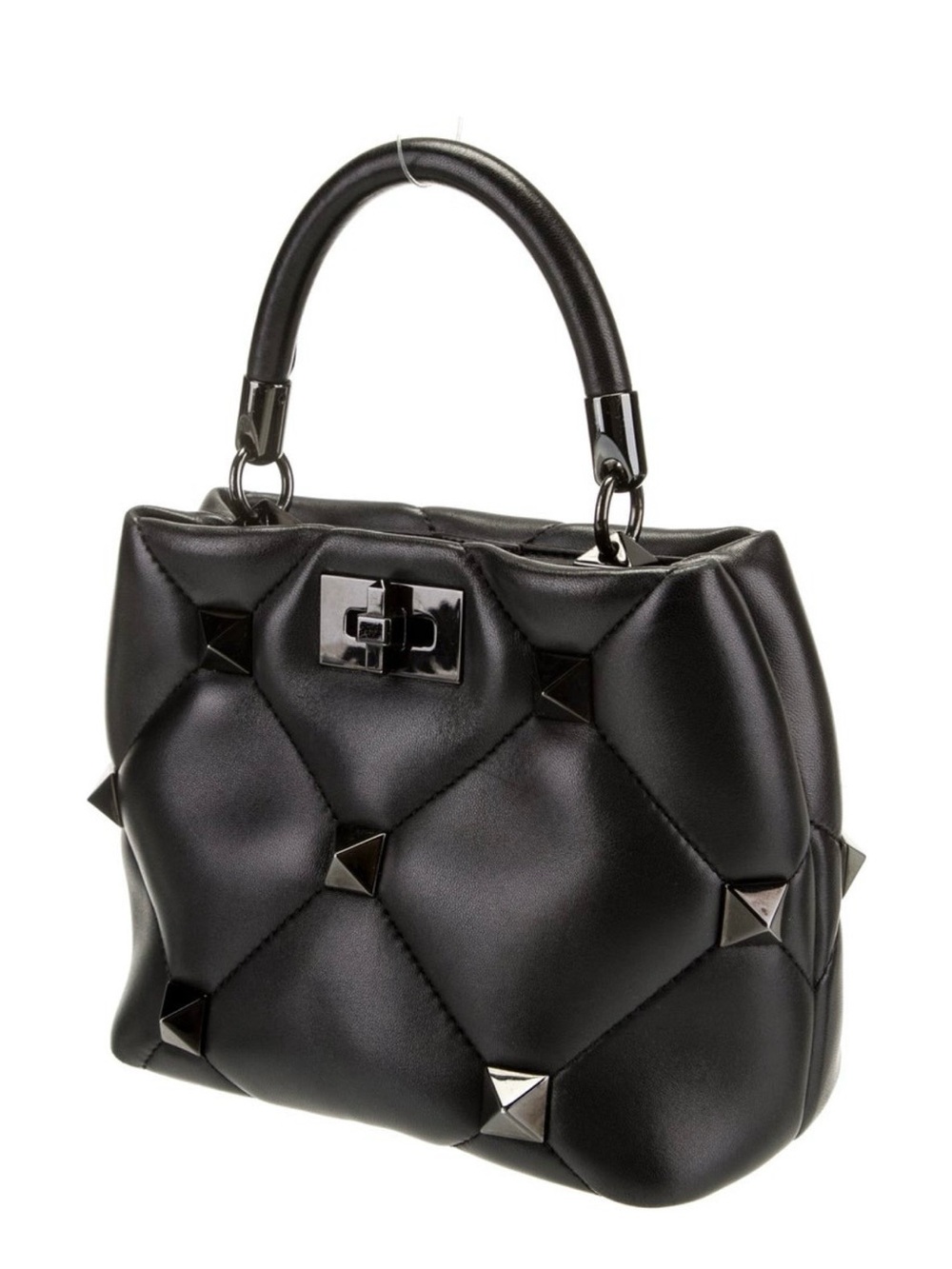 Valentino Black Quilted Rock Stud Top-Handle Bag - Picture 2 of 5